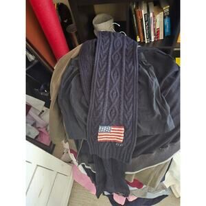 GOOD CONDITION POLO SCARF AMERICAN FLAG SIMPLE NAVY